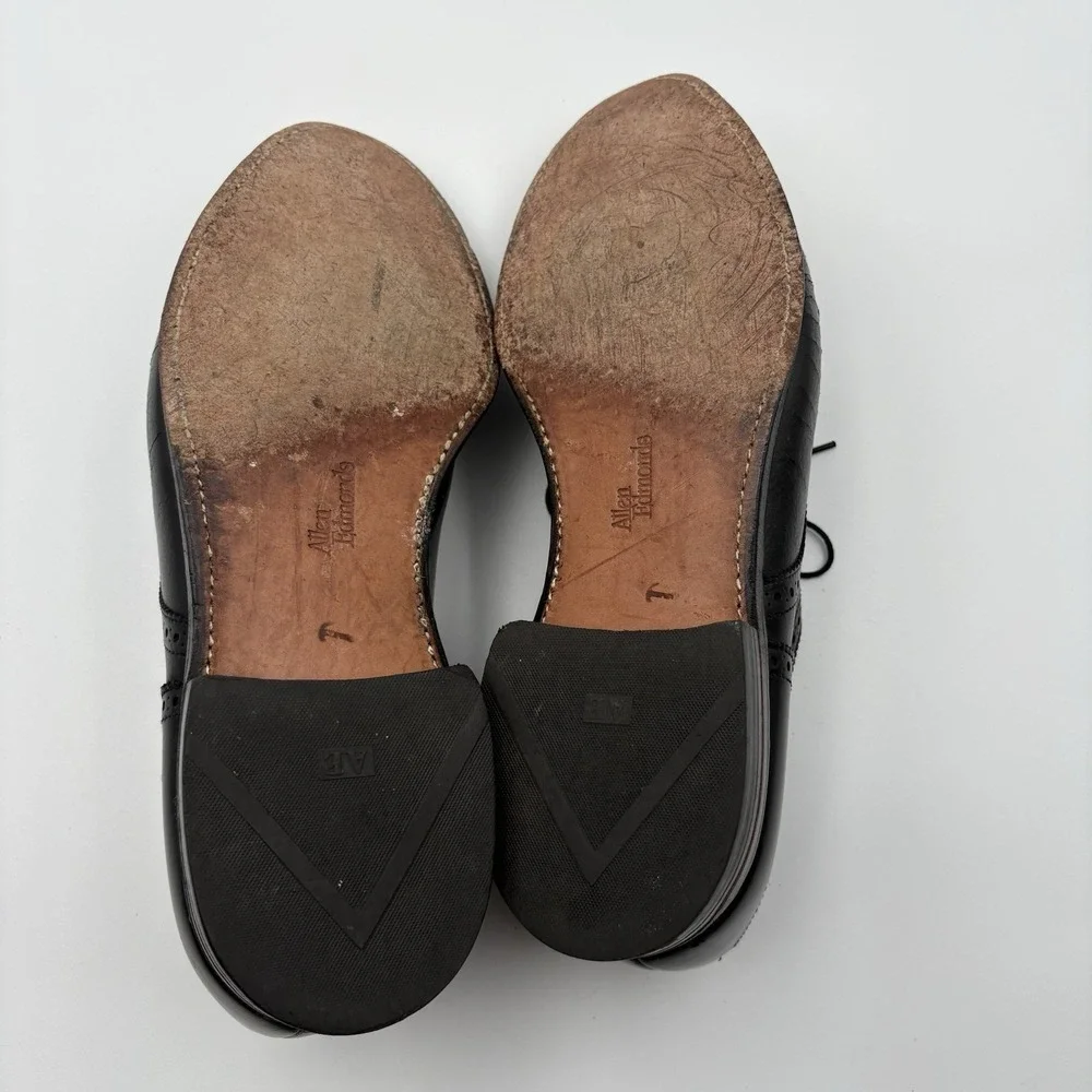 Allen Edmonds Sanford 10.5 D Black Leather Brogue Cap Toe Derby Dress Shoes